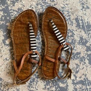 Sam Edelman Navy and White Striped Sandals